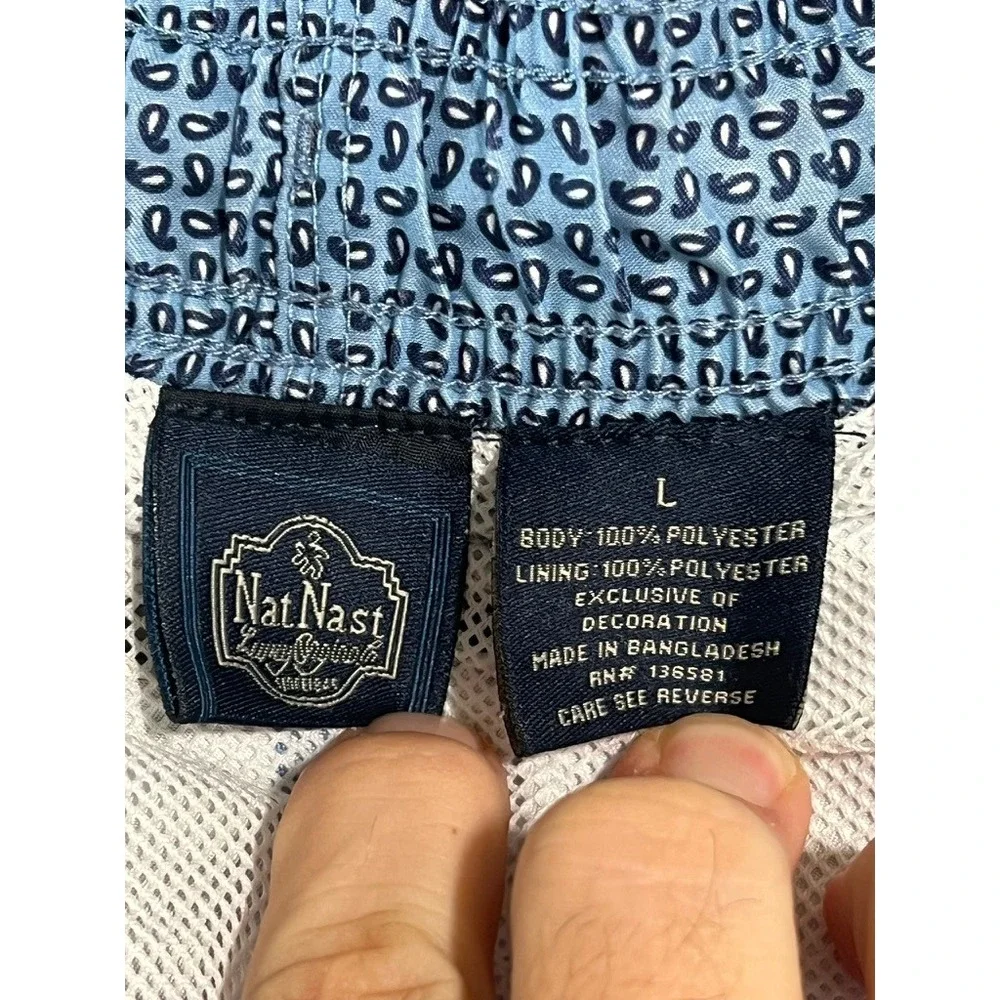 Nat Nast Luxury Originals Mens Blue Paisley Swim Trunks Board Shorts Large L